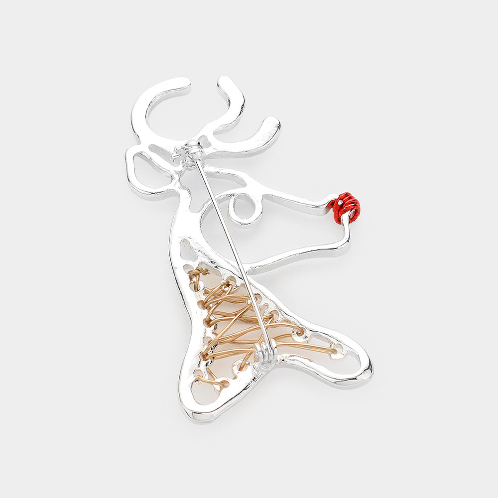 iLLASPARKZ Christmas Metal Wire Rudolph Pin Brooch
