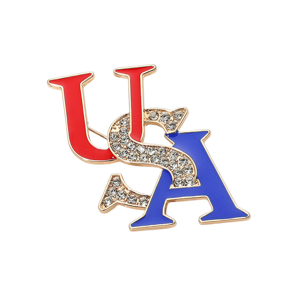 iLLASPARKZ Stone Paved Enamel USA Pin Brooch
