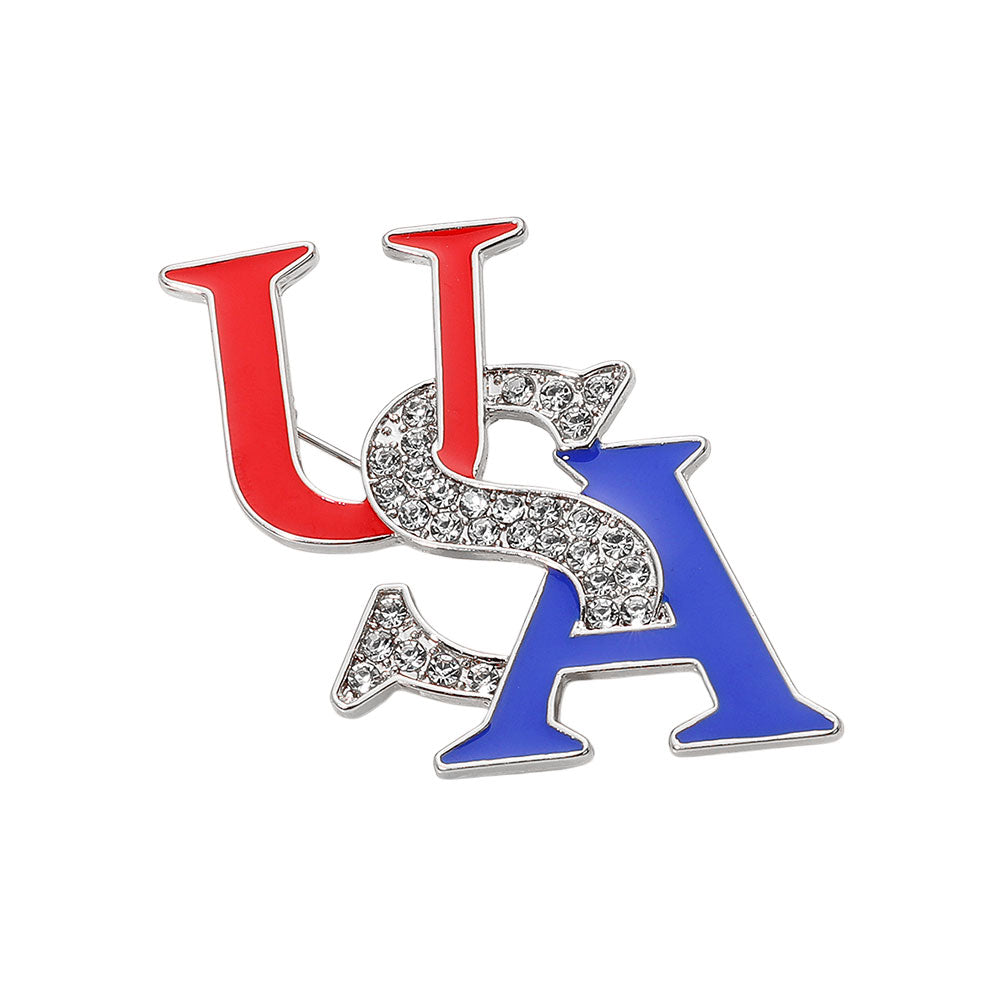 iLLASPARKZ Stone Paved Enamel USA Pin Brooch