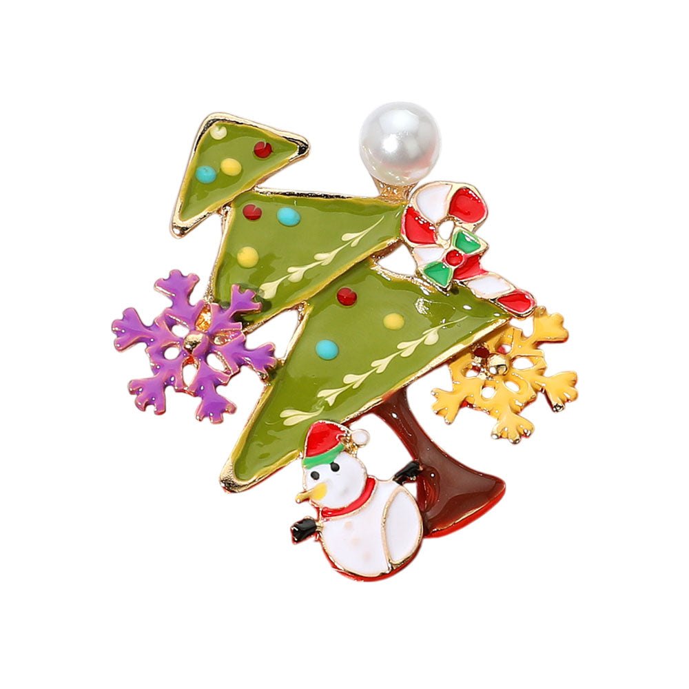 iLLASPARKZ Enamel Christmas Tree Snowman Snowflake Pearl Candy Cane Pin Brooch / Pendant