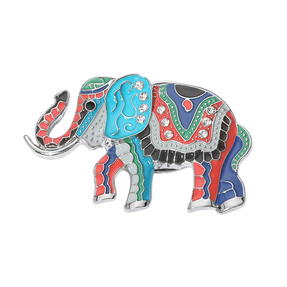 iLLASPARKZ Stone Embellished Enamel Elephant Magnetic Brooch
