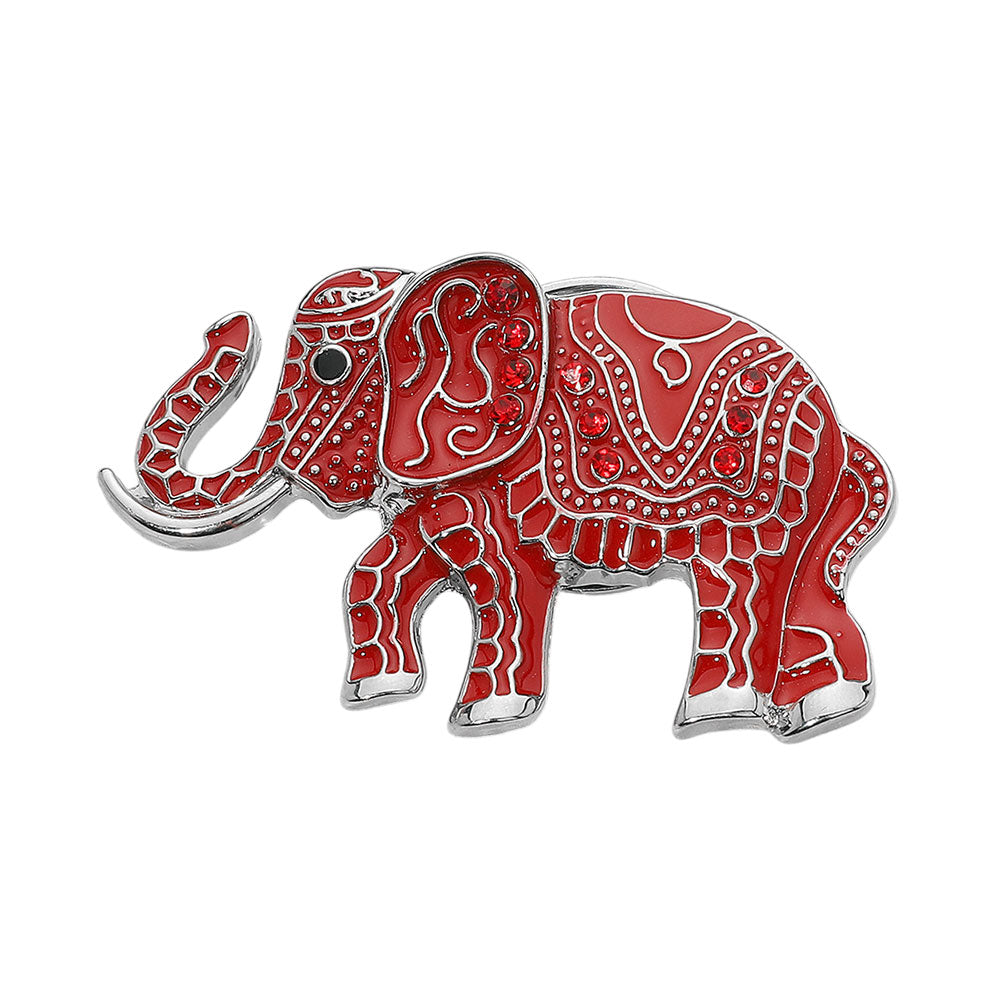 iLLASPARKZ Stone Embellished Enamel Elephant Magnetic Brooch