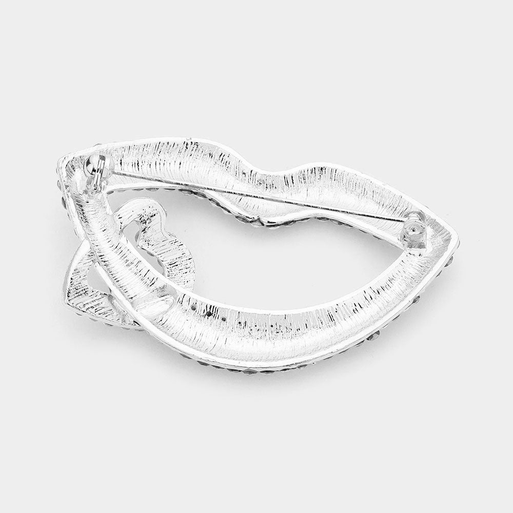 iLLASPARKZ Rhinestone Lip Heart Pin Brooch