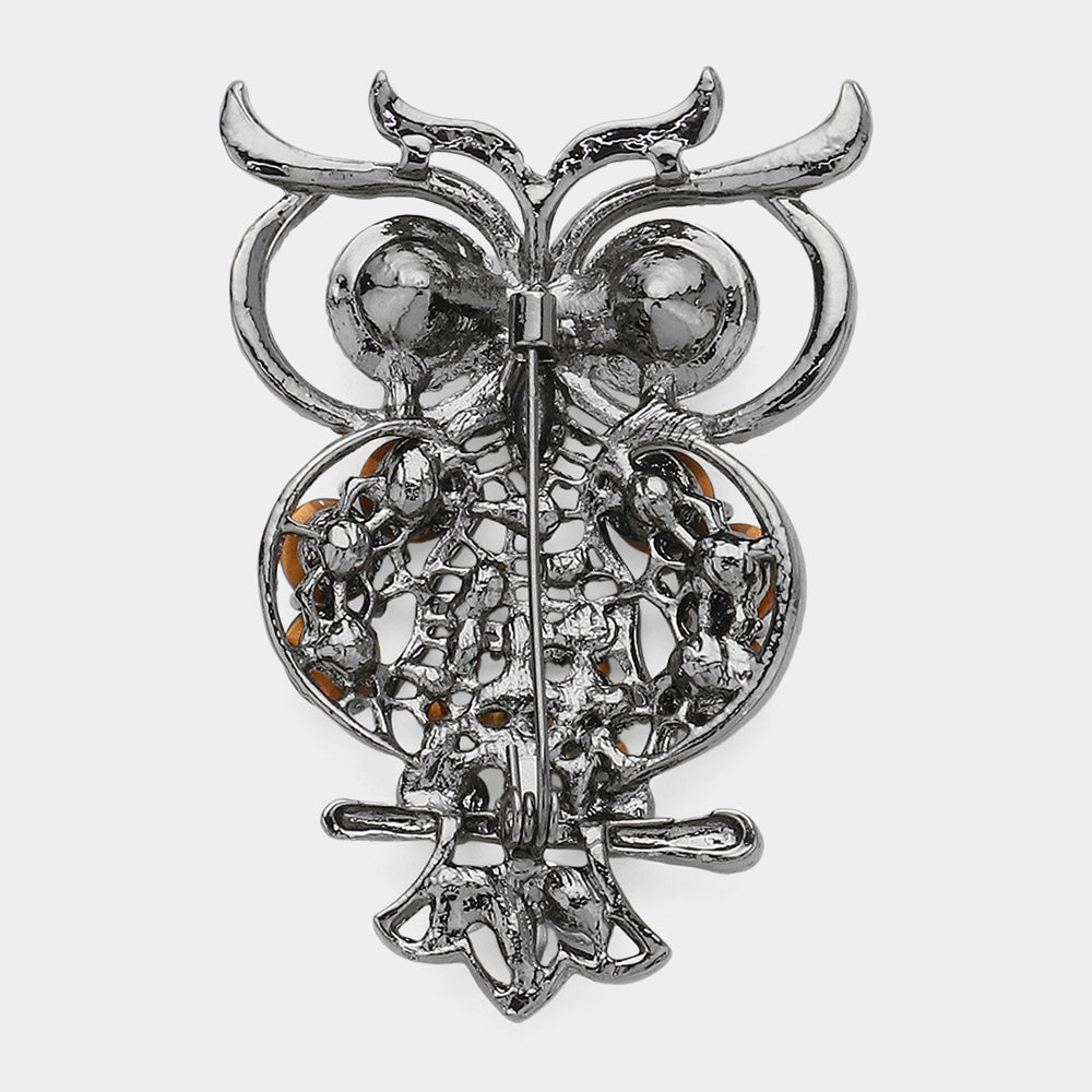 iLLASPARKZ Stone Embellished Owl Pin Brooch
