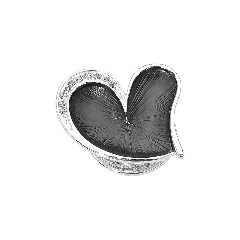 iLLASPARKZ Stone Paved Textured Metal Heart Magnetic Brooch