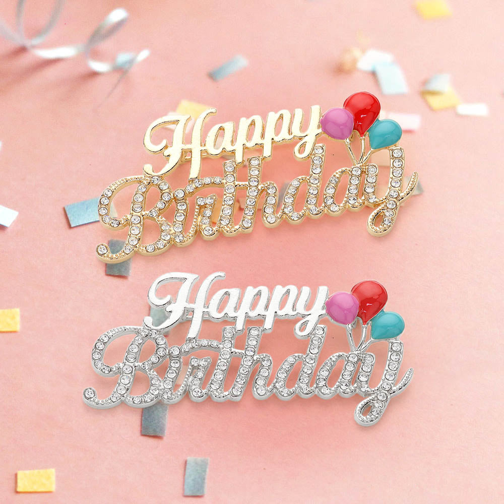 iLLASPARKZ Stone Paved Happy Birthday Message Pin Brooch
