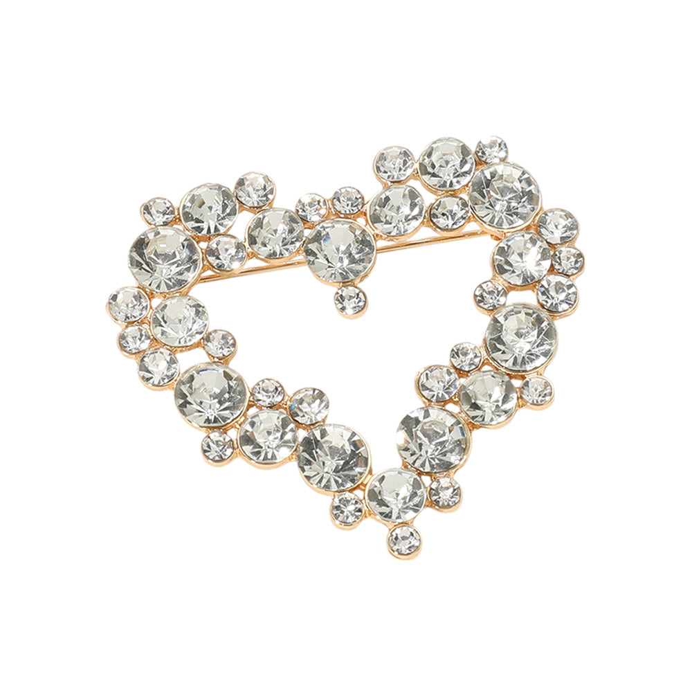 iLLASPARKZ Stone Embellished Heart Pin Brooch