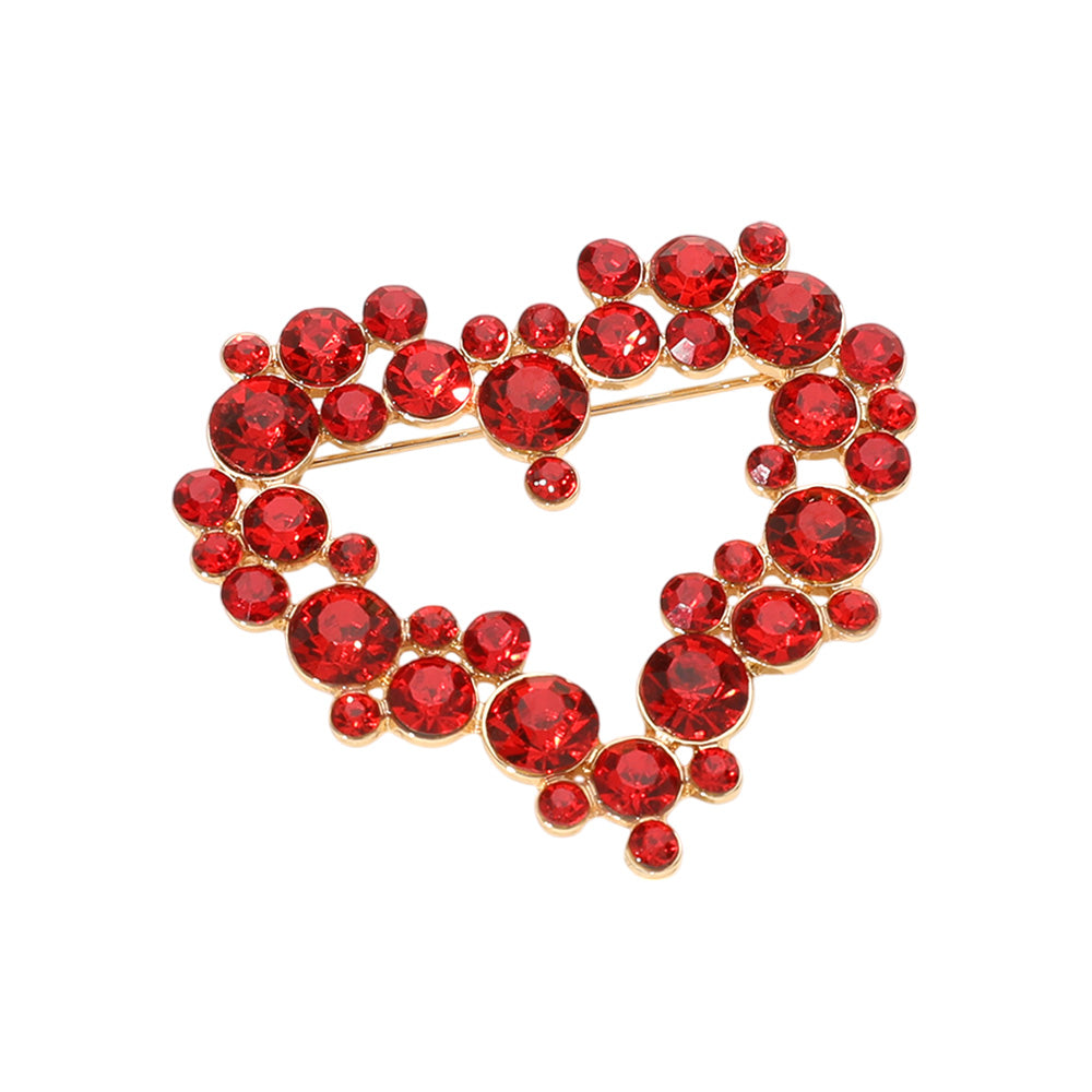 iLLASPARKZ Stone Embellished Heart Pin Brooch