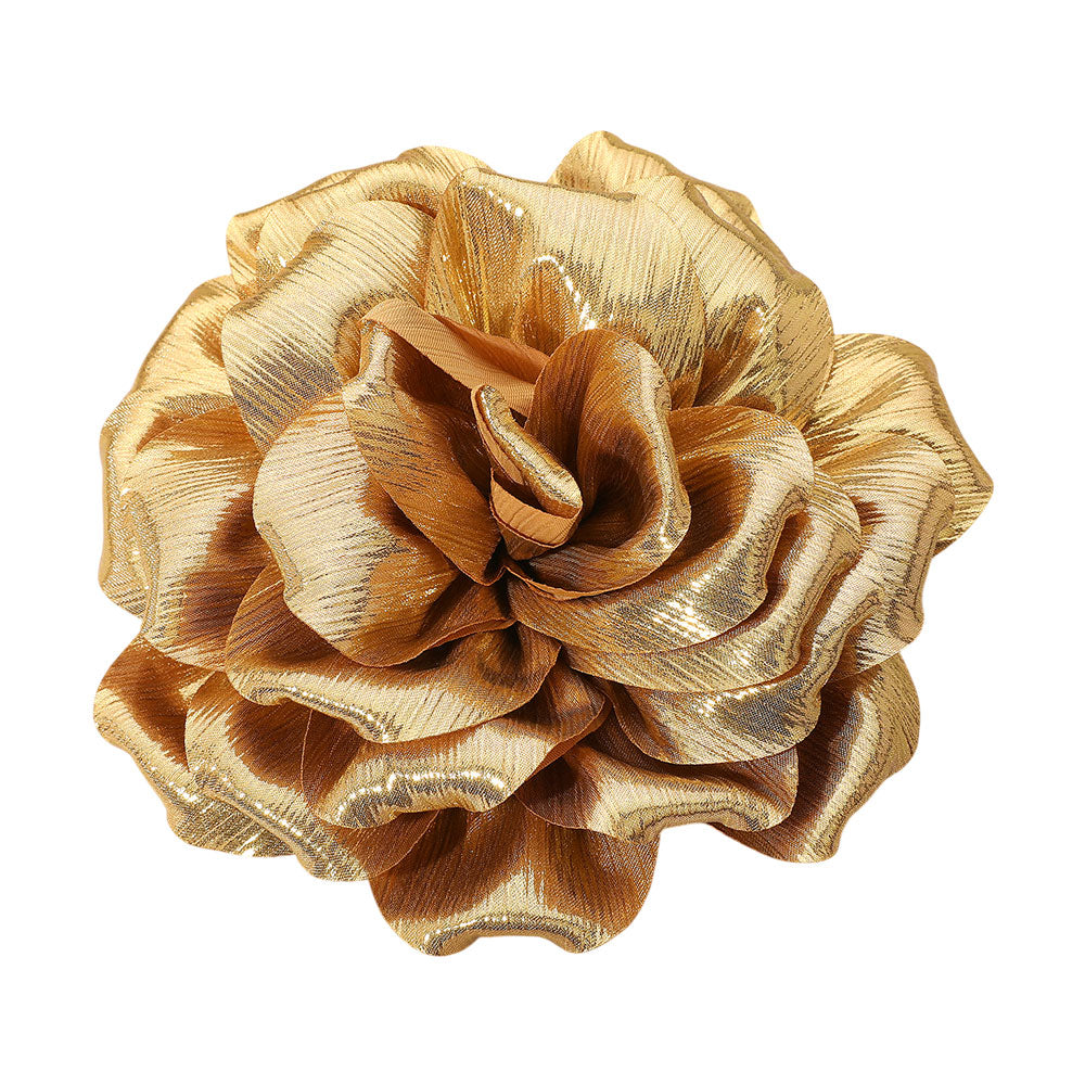 iLLASPARKZ Metallic Fabric Flower Pin Brooch / Hair Clip / Hair Band / Bracelet