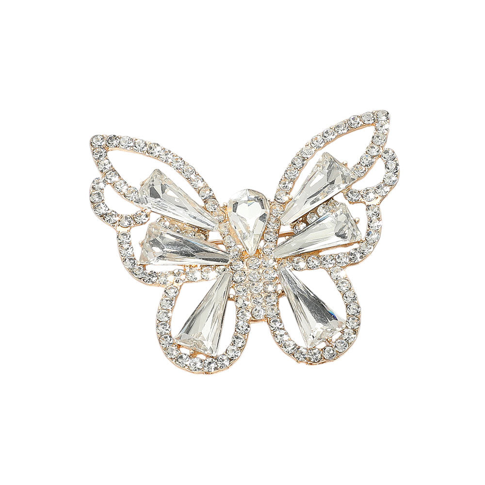 iLLASPARKZ Stone Cluster Butterfly Pin Brooch