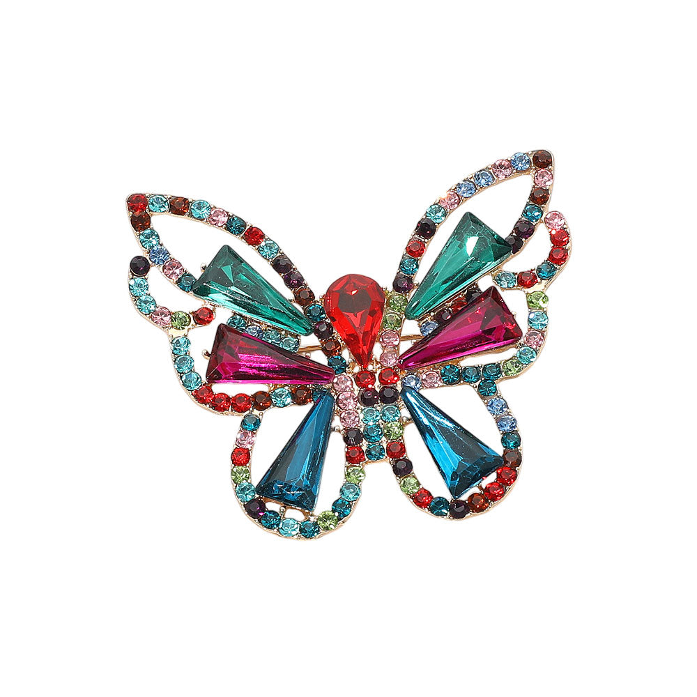 iLLASPARKZ Stone Cluster Butterfly Pin Brooch
