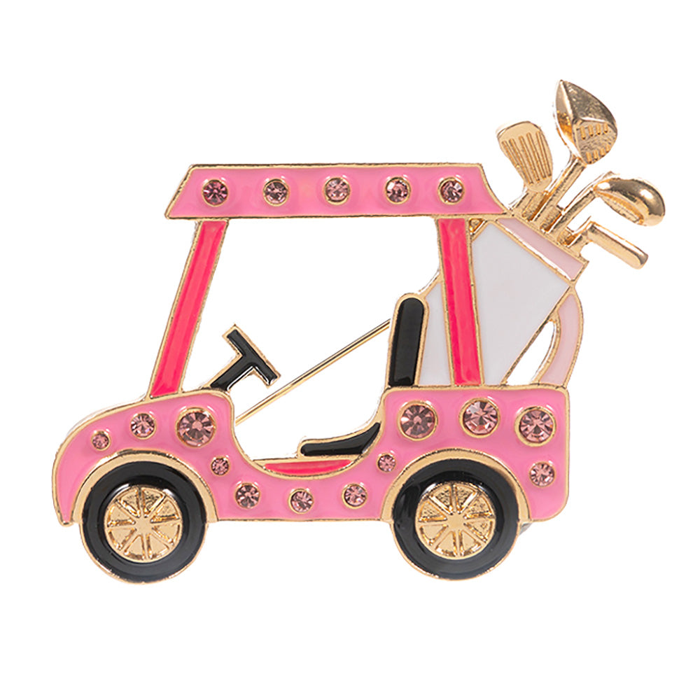 iLLASPARKZ Enamel Rhinestone Accent Golf Cart Clubs Pin Brooch