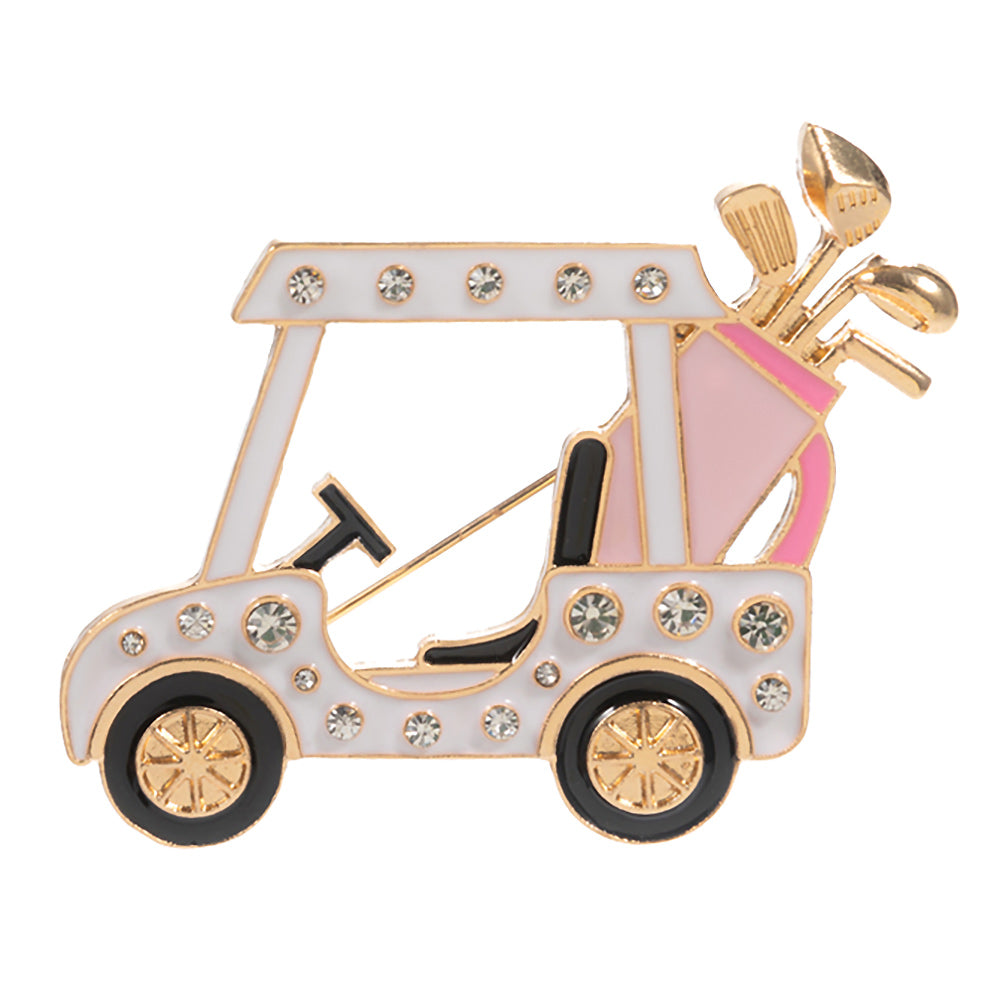 iLLASPARKZ Enamel Rhinestone Accent Golf Cart Clubs Pin Brooch