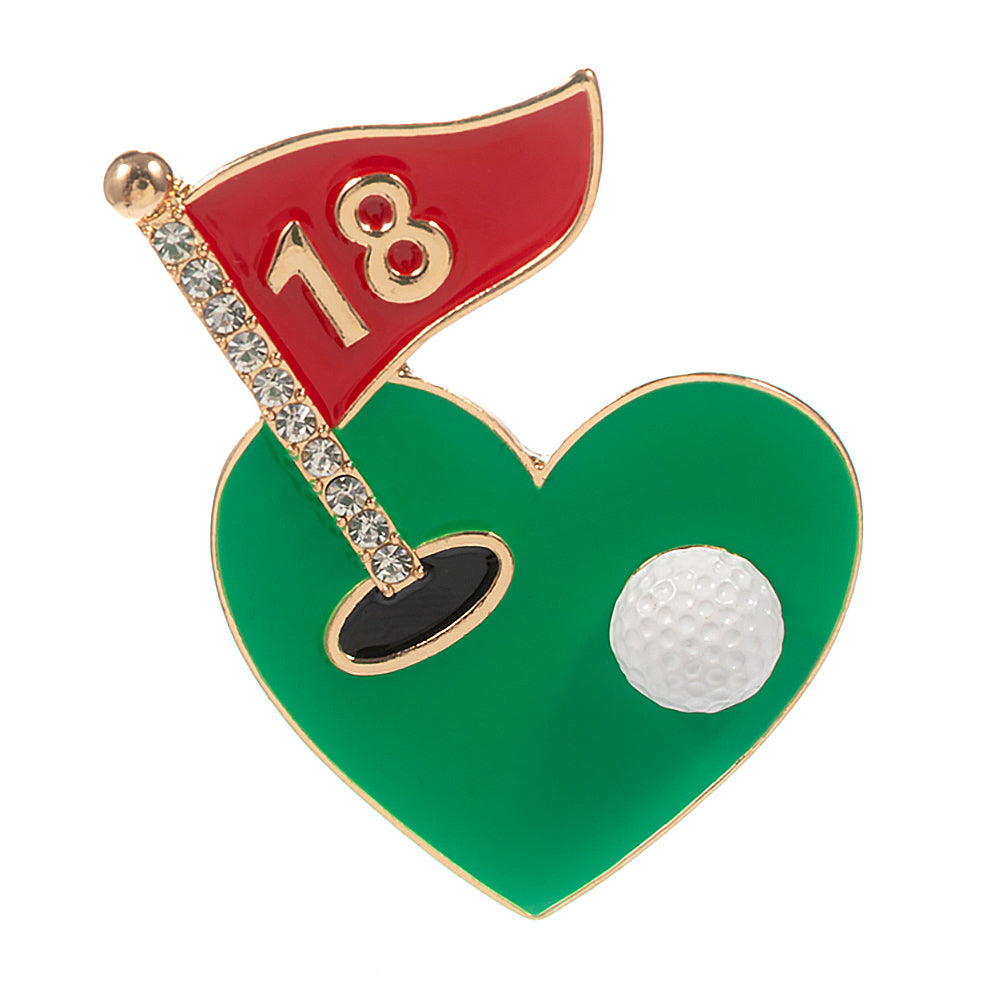 iLLASPARKZ Enamel Rhinestone Accent Heat Shaped Golf Green Pin Brooch