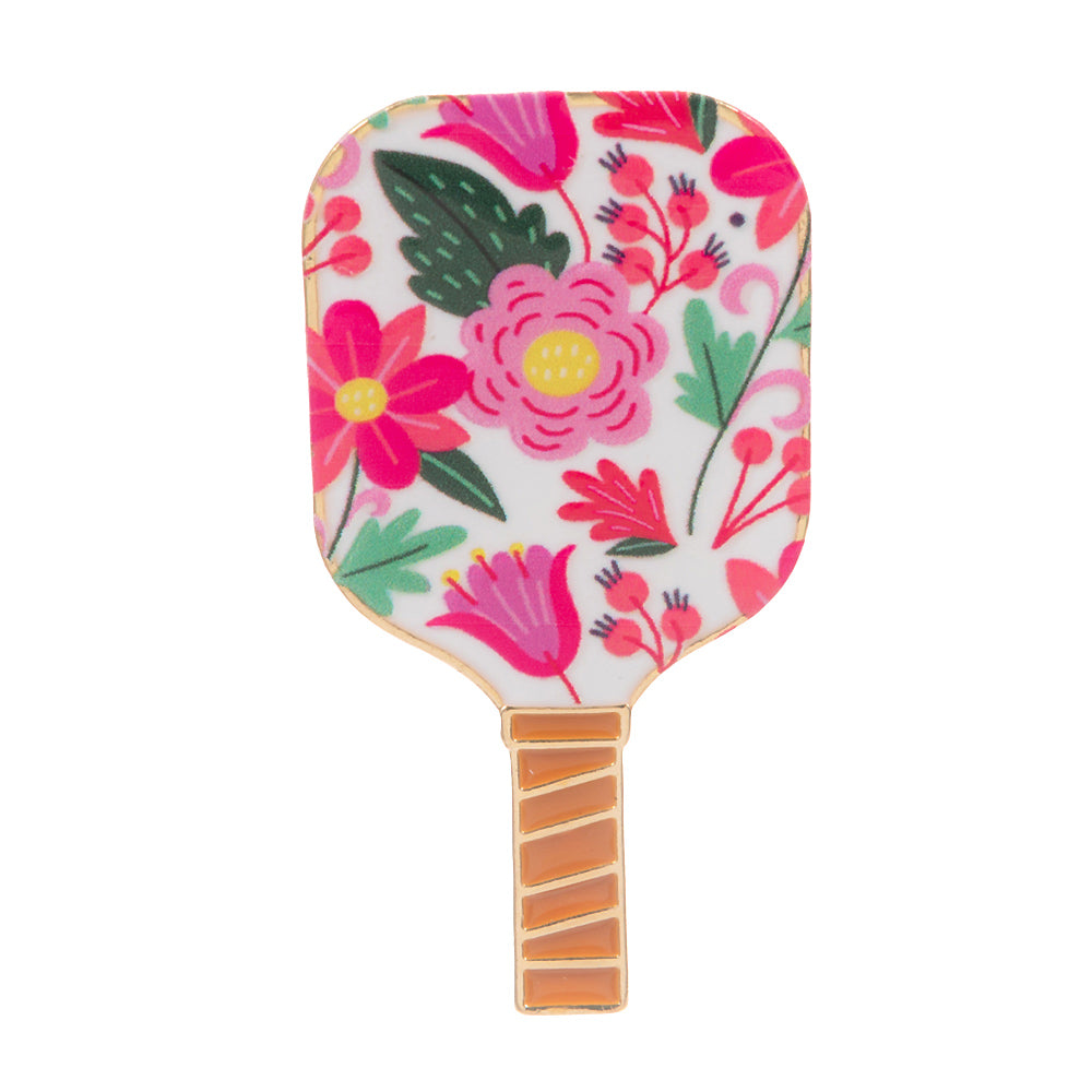 iLLASPARKZ Vibrant Floral Enamel Pickleball Paddle Pin Brooch