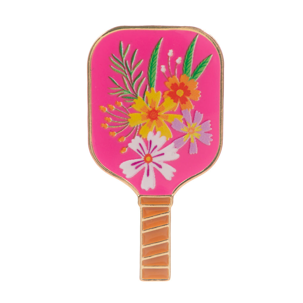 iLLASPARKZ Tropical Floral Enamel Pickleball Paddle Pin Brooch