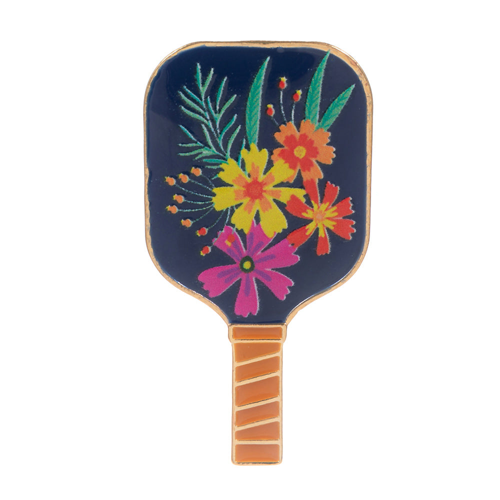 iLLASPARKZ Tropical Floral Enamel Pickleball Paddle Pin Brooch