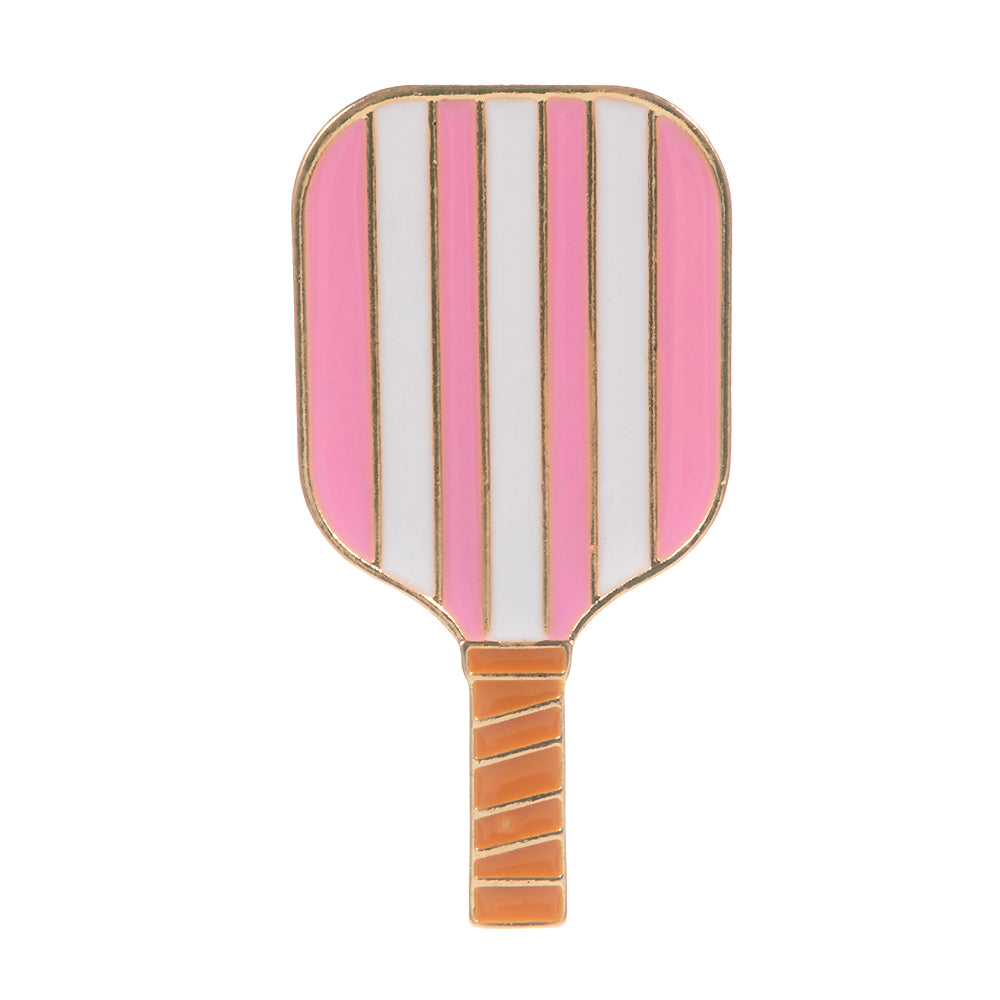 iLLASPARKZ Enamel Striped Pickleball Paddle Pin Brooch