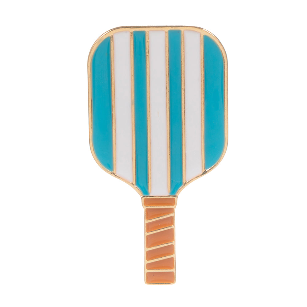 iLLASPARKZ Enamel Striped Pickleball Paddle Pin Brooch