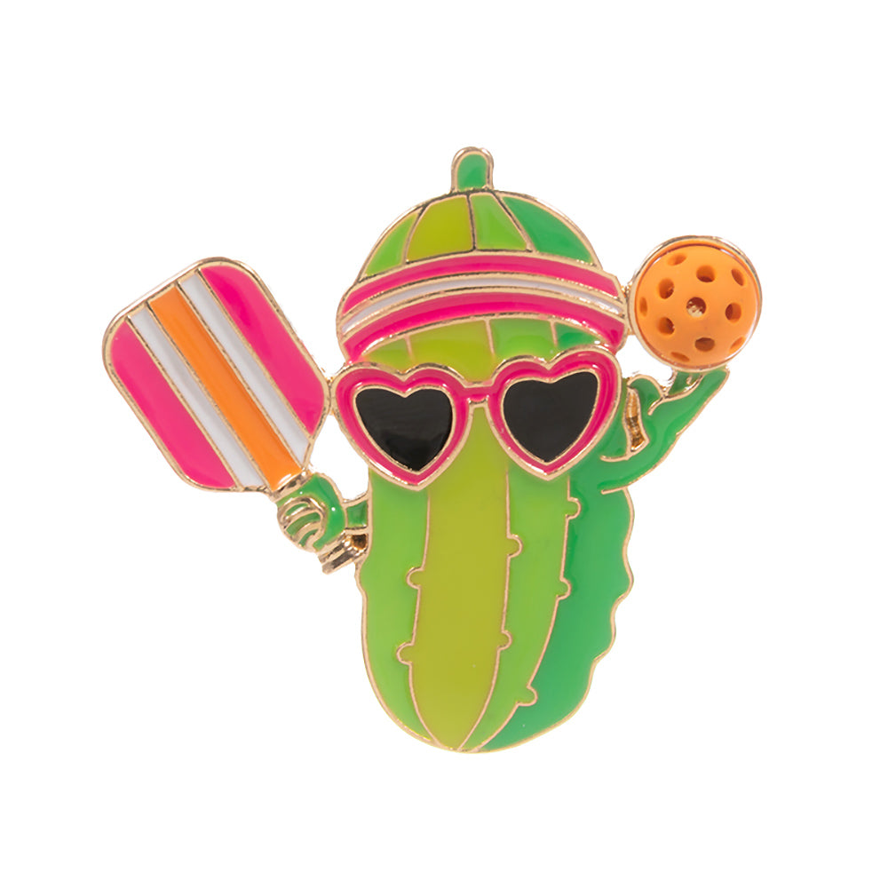 iLLASPARKZ Enamel Funny Pickle Pickleball Player Pin Brooch