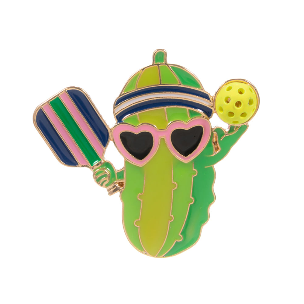 iLLASPARKZ Enamel Funny Pickle Pickleball Player Pin Brooch
