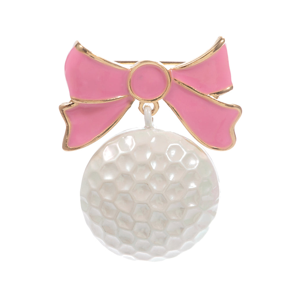 iLLASPARKZ Enamel Golf Ball Bow Pin Brooch