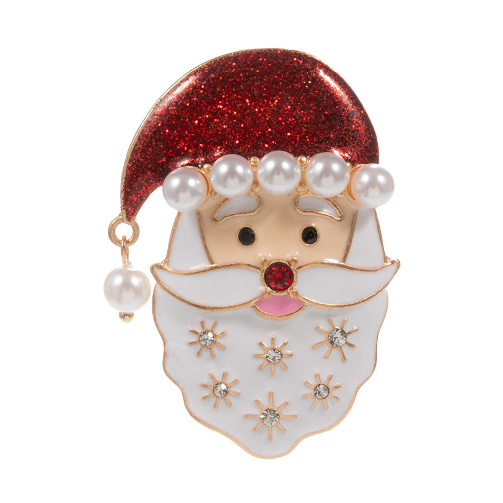 iLLASPARKZ Pearl Santa Pin Brooch