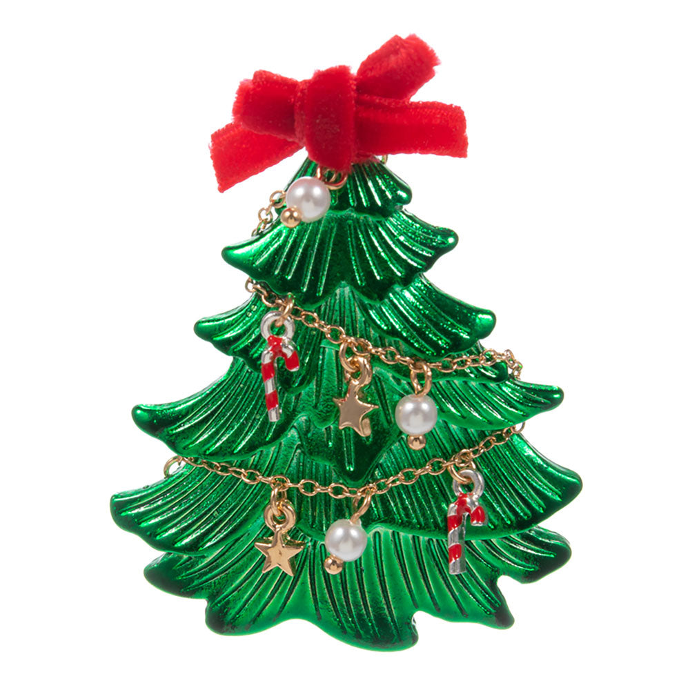 iLLASPARKZ Festive Bow Top Christmas Tree Pin Brooch