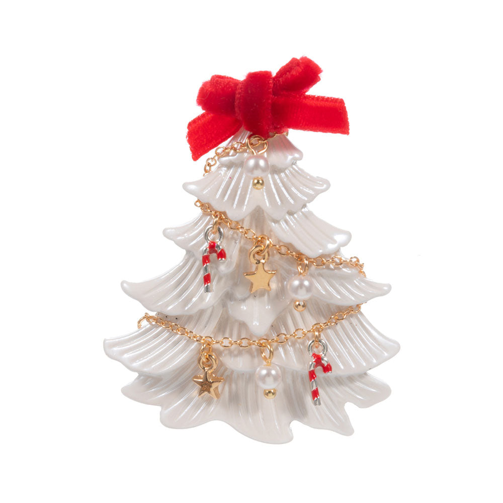 iLLASPARKZ Festive Bow Top Christmas Tree Pin Brooch