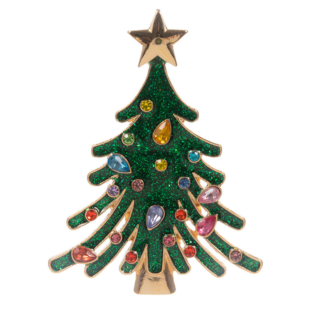 iLLASPARKZ Star Top Glittered Christmas Tree Pin Brooch