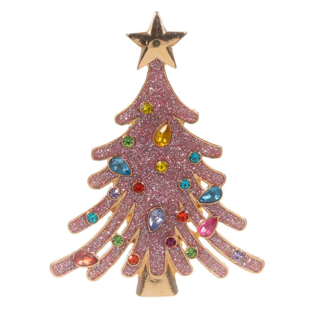iLLASPARKZ Star Top Glittered Christmas Tree Pin Brooch