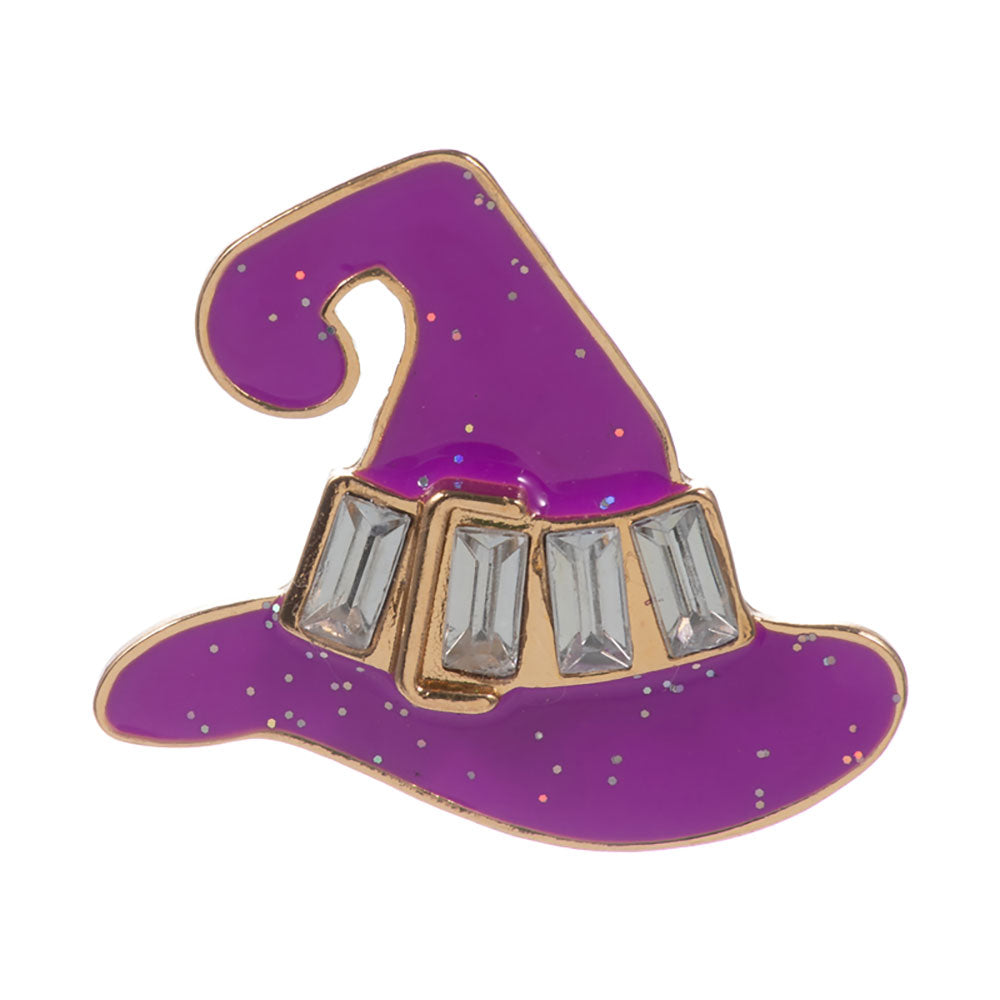 iLLASPARKZ Gem Stone Accent Halloween Witch Hat Pin Brooch