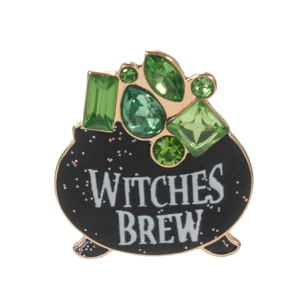 iLLASPARKZ Gem Stone Accent Halloween Witches Brew Cauldron Pin Brooch