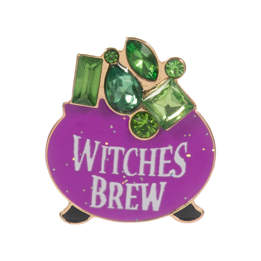 iLLASPARKZ Gem Stone Accent Halloween Witches Brew Cauldron Pin Brooch