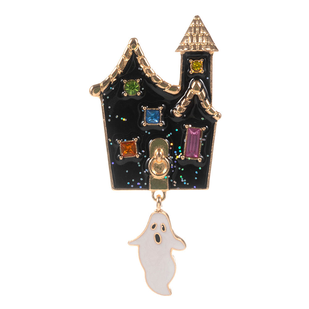 iLLASPARKZ Halloween Haunted House Ghost Dangle Pin Brooch