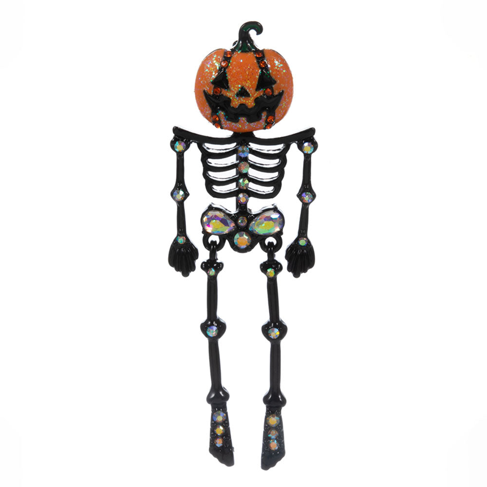 iLLASPARKZ Halloween Pumpkin Skeleton Pin Brooch