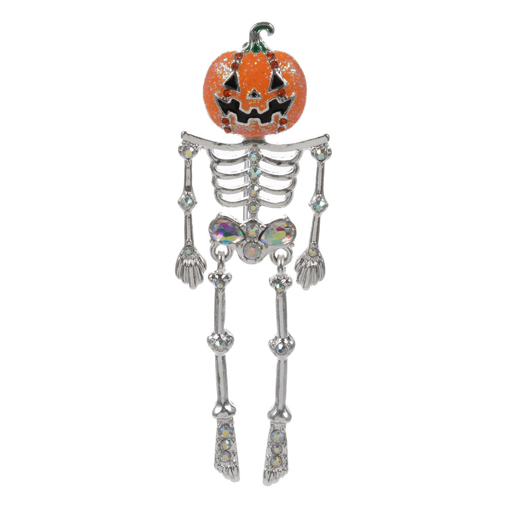iLLASPARKZ Halloween Pumpkin Skeleton Pin Brooch