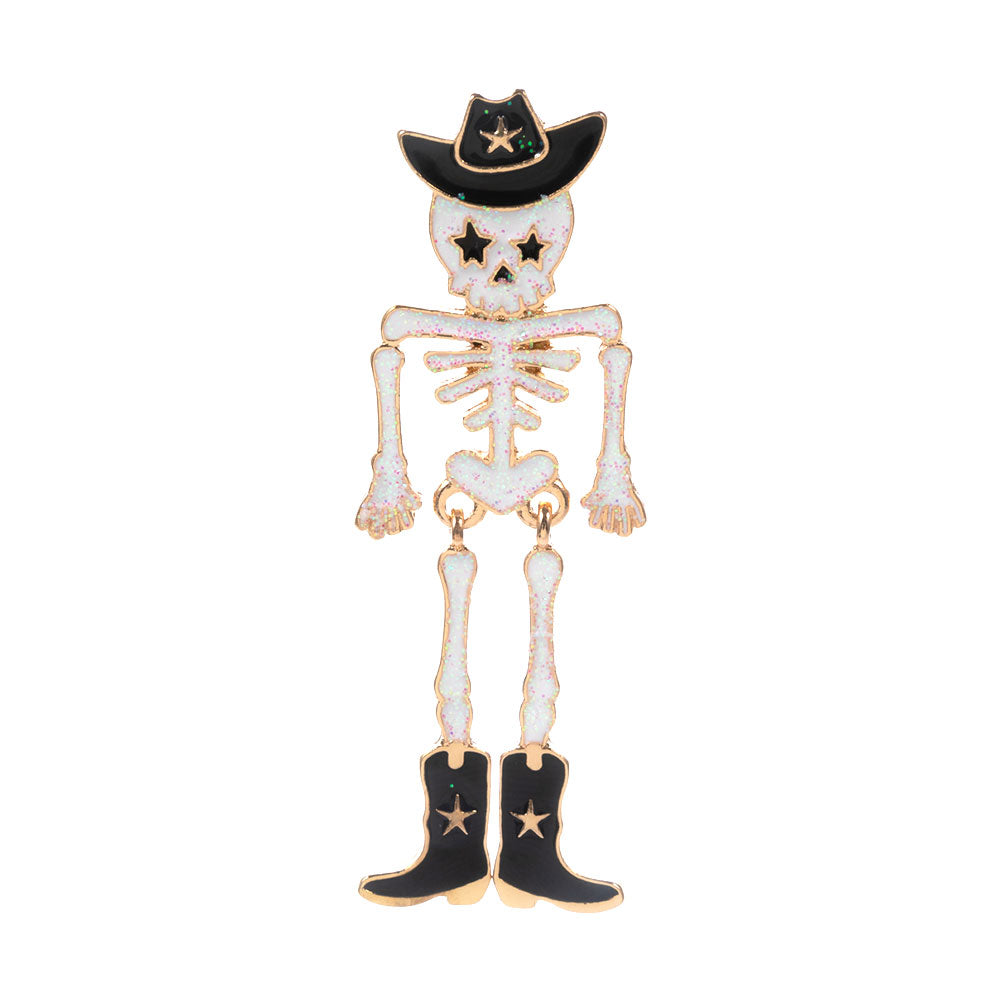 iLLASPARKZ Western Cowboy Halloween Skeleton Pin Brooch
