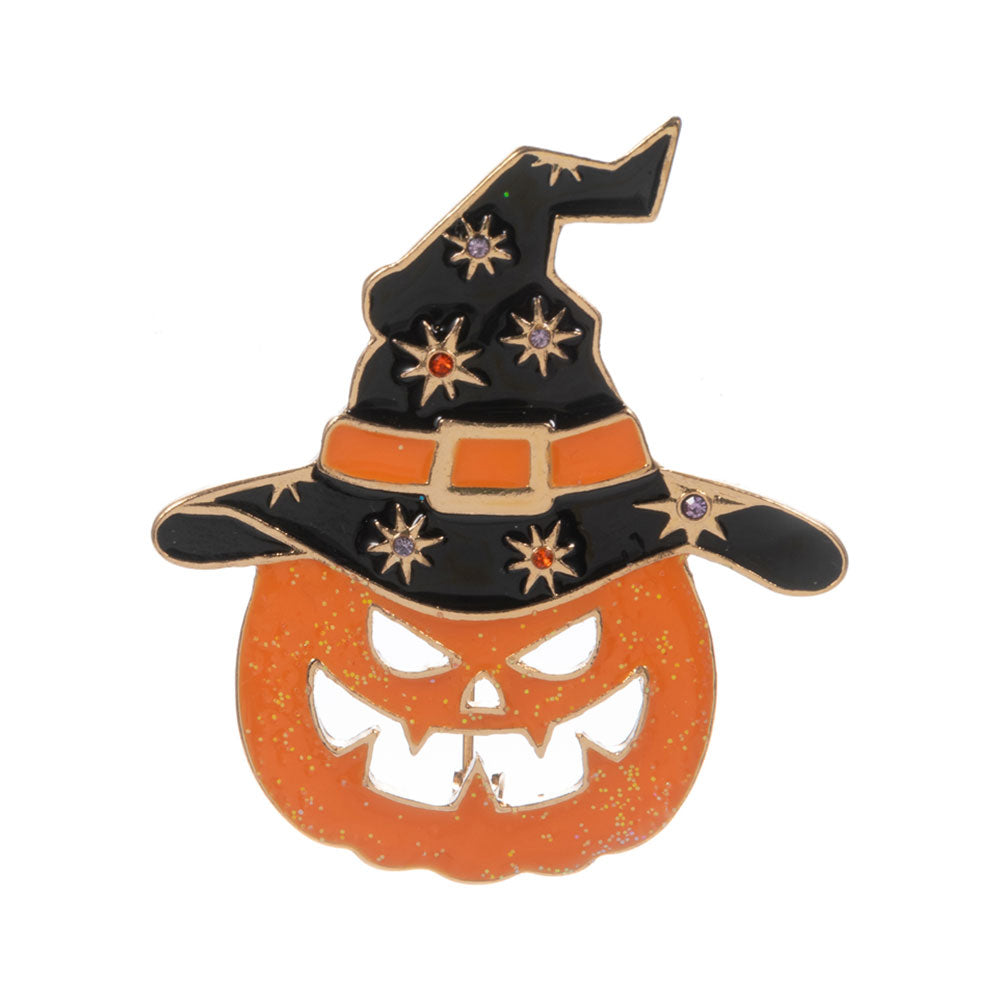 iLLASPARKZ Witch Hat Halloween Wicked Pumpkin Pin Brooch
