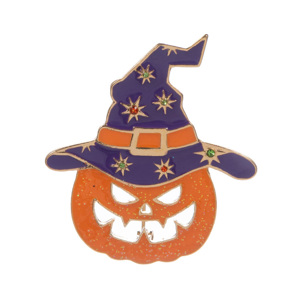 iLLASPARKZ Witch Hat Halloween Wicked Pumpkin Pin Brooch