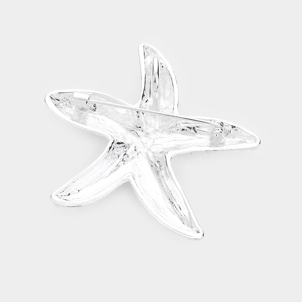 iLLASPARKZ Textured Metal Starfish Pendant / Pin Brooch