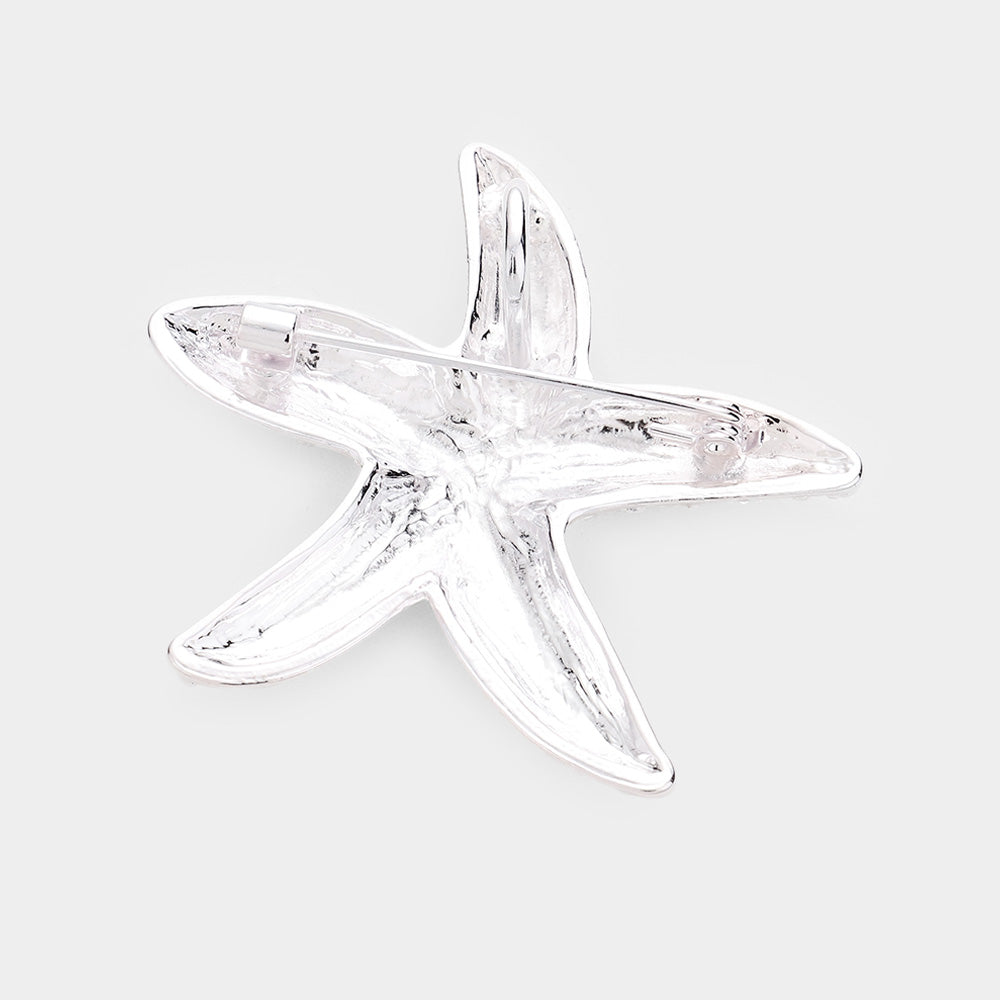 iLLASPARKZ Textured Metal Starfish Pendant / Pin Brooch