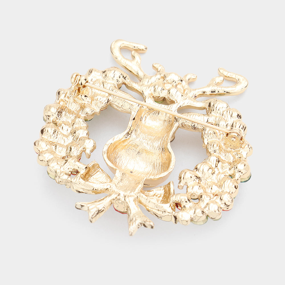 iLLASPARKZ Enamel Crystal Rudolph Pin Brooch
