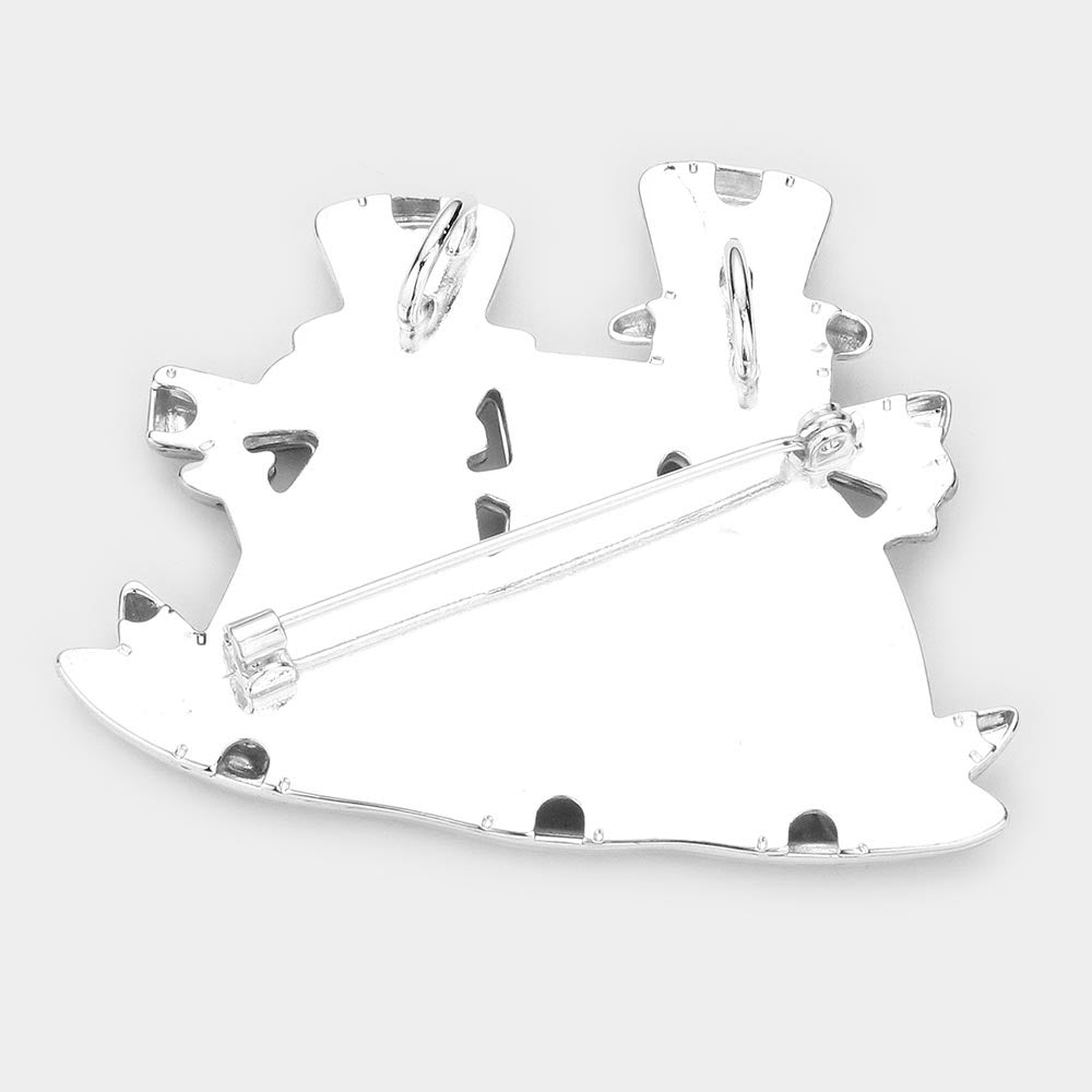 iLLASPARKZ Triple Metal Snowman Pin Brooch / Pendant