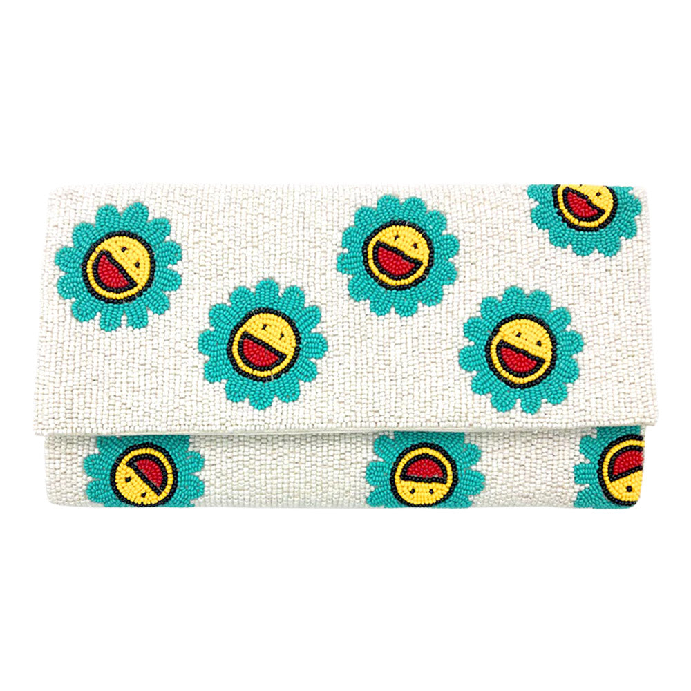 iLLASPARKZ Smile Flower Seed Beaded Clutch / Crossbody Bag