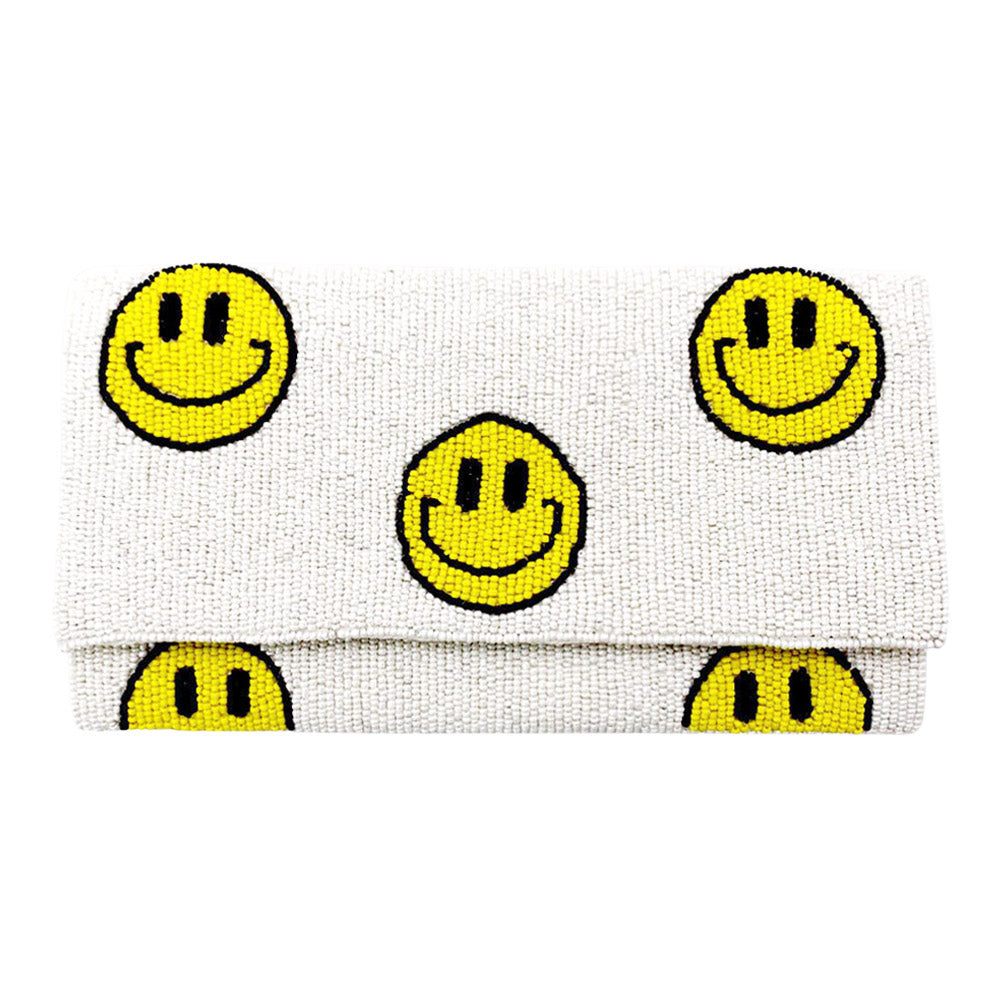 iLLASPARKZ Smile Patterned Seed Beaded Clutch / Crossbody Bag