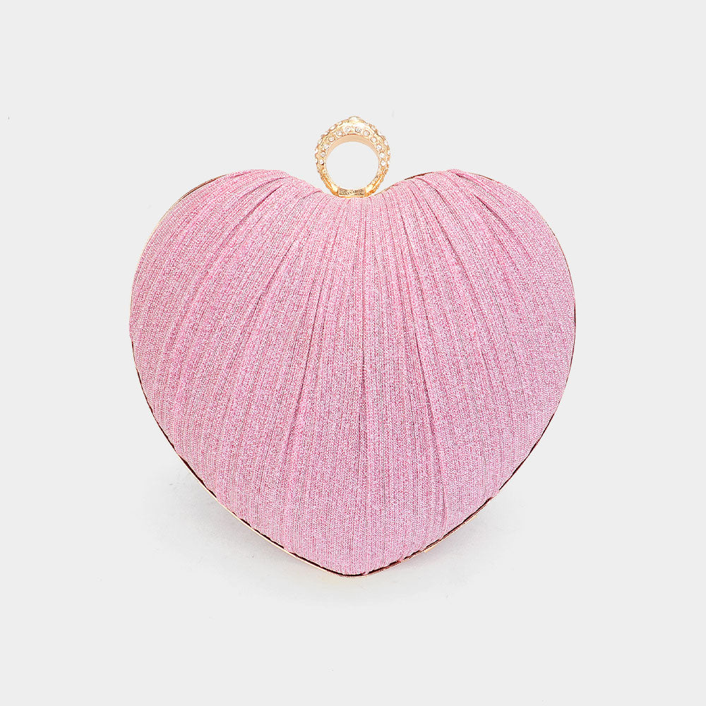 iLLASPARKZ Sparkle Fabric Heart Fold Clutch / Evening Bag / Crossbody Bag