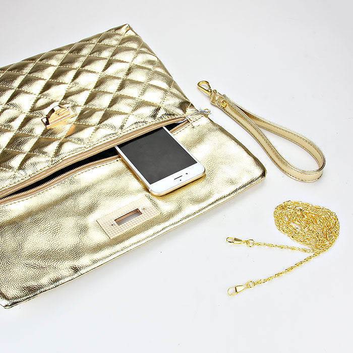 iLLASPARKZ Quilted Clutch Bag with Chain