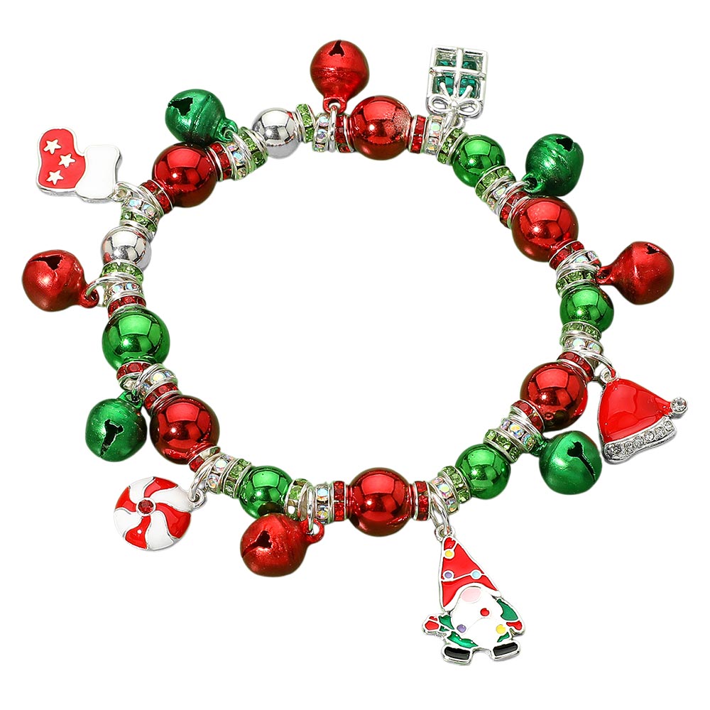 iLLASPARKZ Christmas Theme Charm Beaded Stretch Bracelet