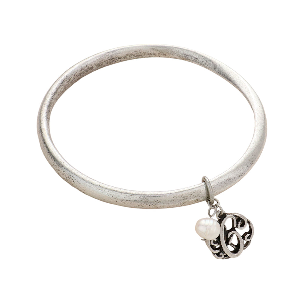 -C- Monogram Pearl Charm Bangle Bracelet